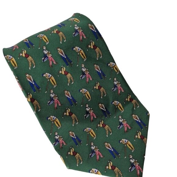 Museum Artifacts Golf Golfer Silk Necktie - Picture 1 of 6